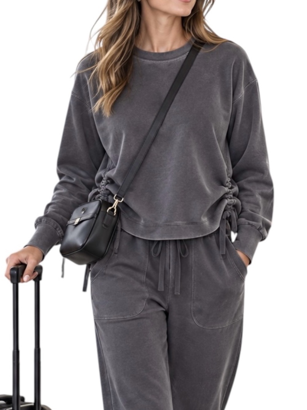 Bailey 44 | Softest Sandwash Modal Sweatshirt Jogger Set Charcoal Size S EUC